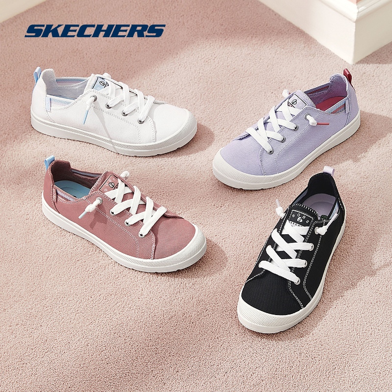 Skechers斯凯奇夏季女鞋BOB'S系列简约一脚蹬休闲鞋纯色帆布鞋子