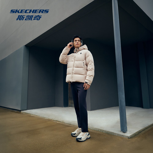 斯凯奇羽绒服2025冬新款男士保暖黑色防风鸭绒轻薄短款加厚外套 - 图1