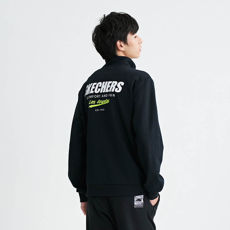 skechers秋季新品男子针织休闲服 skechers运动运动茄克/外套