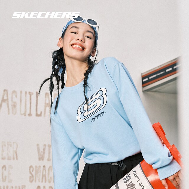 Skechers斯凯奇卫衣女情侣运动风美式宽松外套男士加绒百搭上衣