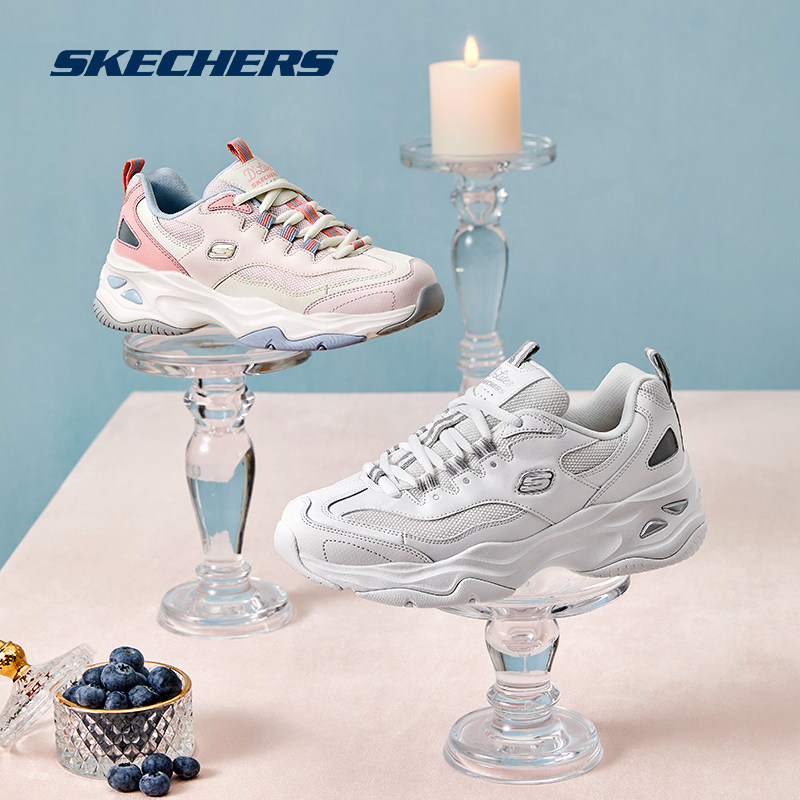 skechers春季女子复古黑白灰熊猫鞋 skechers运动老爹鞋