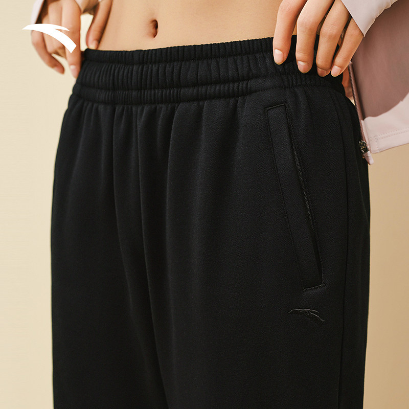 安踏锥形卫裤女款2025冬季新款加绒保暖直筒休闲裤针织运动长裤子,淘宝优惠券,粉丝福利购,淘宝优惠卷