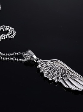 项链男士钛钢挂件羽毛吊坠