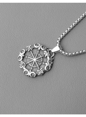 吊坠项链船锚复古做旧罗盘