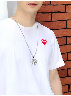 情侣吊坠镂空项链不锈钢