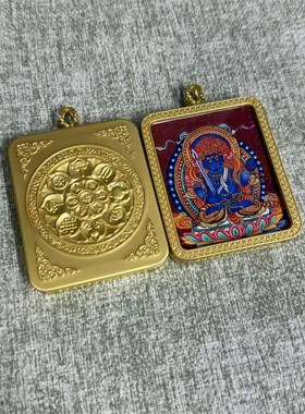 【匠心手绘】朱砂矿沙藏式唐卡盒八大守护神彩绘唐卡本命佛挂牌虚