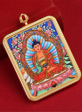 【匠心手绘】彩金唐卡金色唐卡盒八大守护佛本命佛吊坠民族风随身