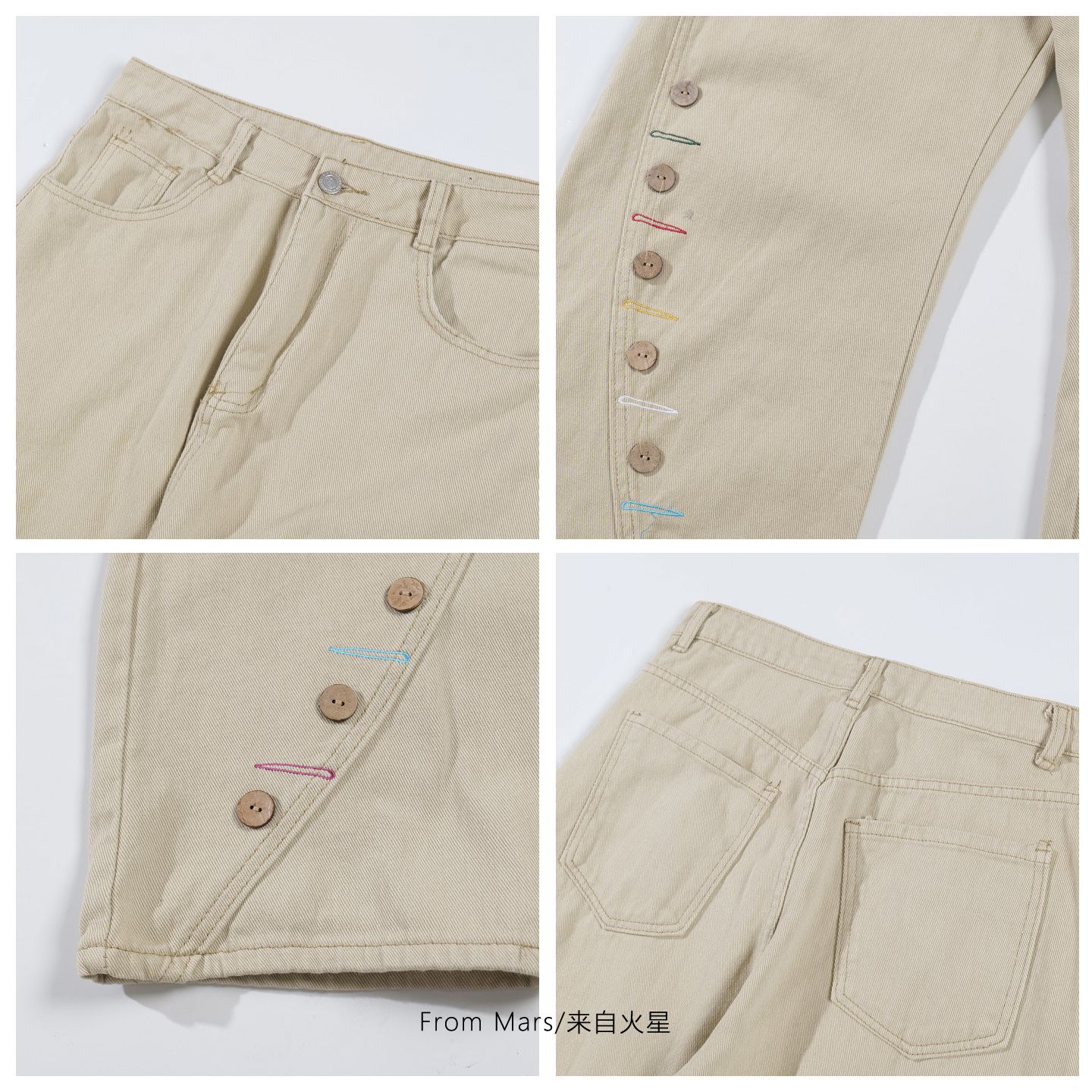 From Mars Bad timing casual machete button-decorated jeans - 图2