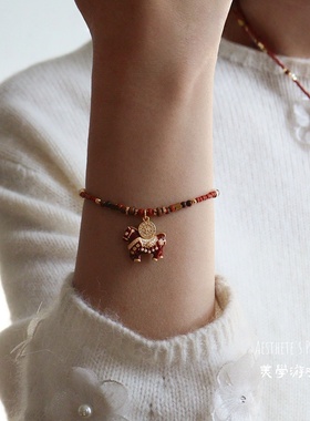 马年新年本命年红色小马锁骨链