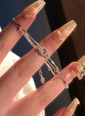 轻奢小众双层叠戴环环相扣手链