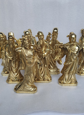 张果老铁拐李何仙姑神像风水铜器