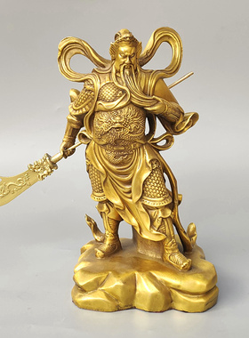 黄铜铸造左右护法像家居中式摆件