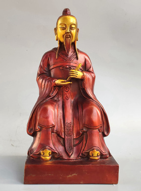 三茅真君铜像茅山派祖师茅盈茅固茅衷道家像黄铜铸造工艺