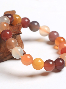 盐源玛瑙糖果色时尚风单圈手串