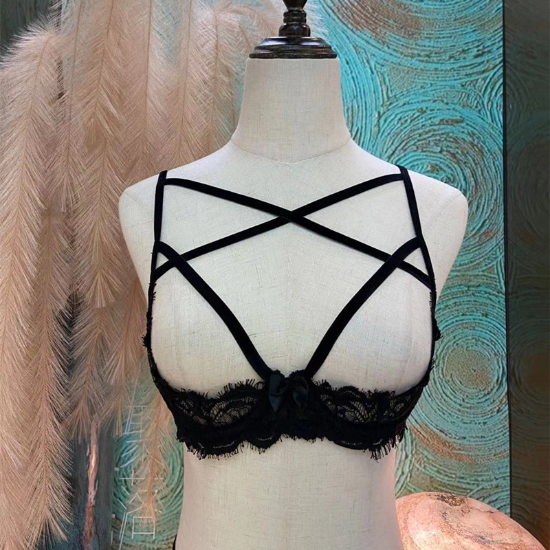 法式钢托胸罩聚拢透视女士内衣套装性感火辣野性可爱透明 - 图3