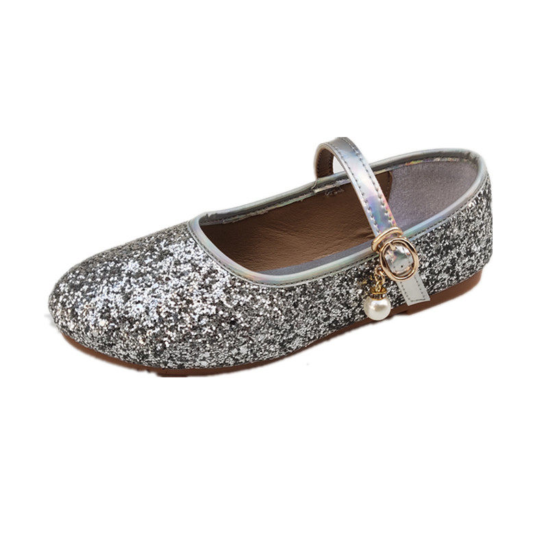 儿童平底秋鞋小公主软底鞋银色亮片女童舞蹈主持走秀礼服演出单鞋,淘宝优惠券,粉丝福利购,淘宝优惠卷