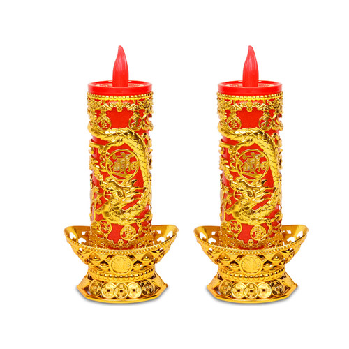 电池款led蜡烛灯仿真蜡烛台长明灯电子蜡烛可电池插电供财神灯 - 图3