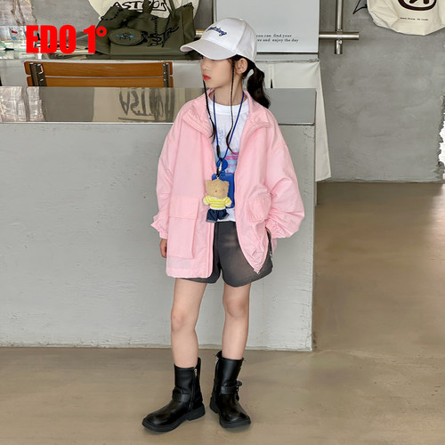 2edo1一度童装26夏新款儿童百搭连帽外套轻薄时尚运动风拉链开衫 - 图1