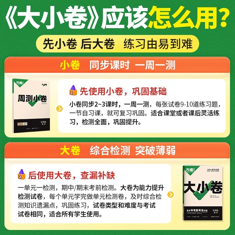 万唯大小卷七八年级下册上册数学英语人教版生物苏教九年级语文政治历史地理湘教北师大版同步试卷测试卷训练期中期末复习基础题-图1