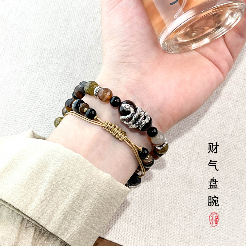 新品蛇转乾坤diy手链腕带适用华为手环9/8/7/10表带band8/7荣耀手环7情侣八七代fit3/fit2/fit1替换带高级感 - 图1