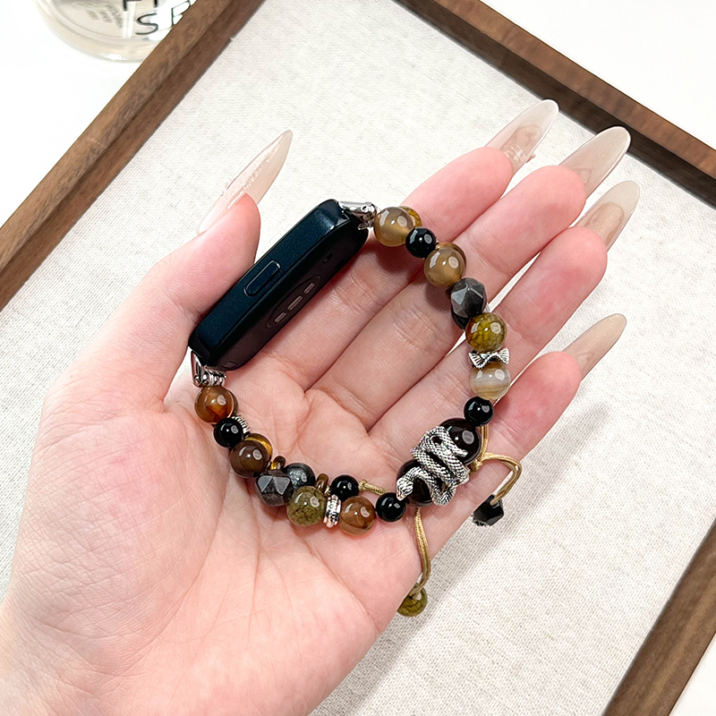 新品蛇转乾坤diy手链腕带适用华为手环9/8/7/10表带band8/7荣耀手环7情侣八七代fit3/fit2/fit1替换带高级感 - 图2