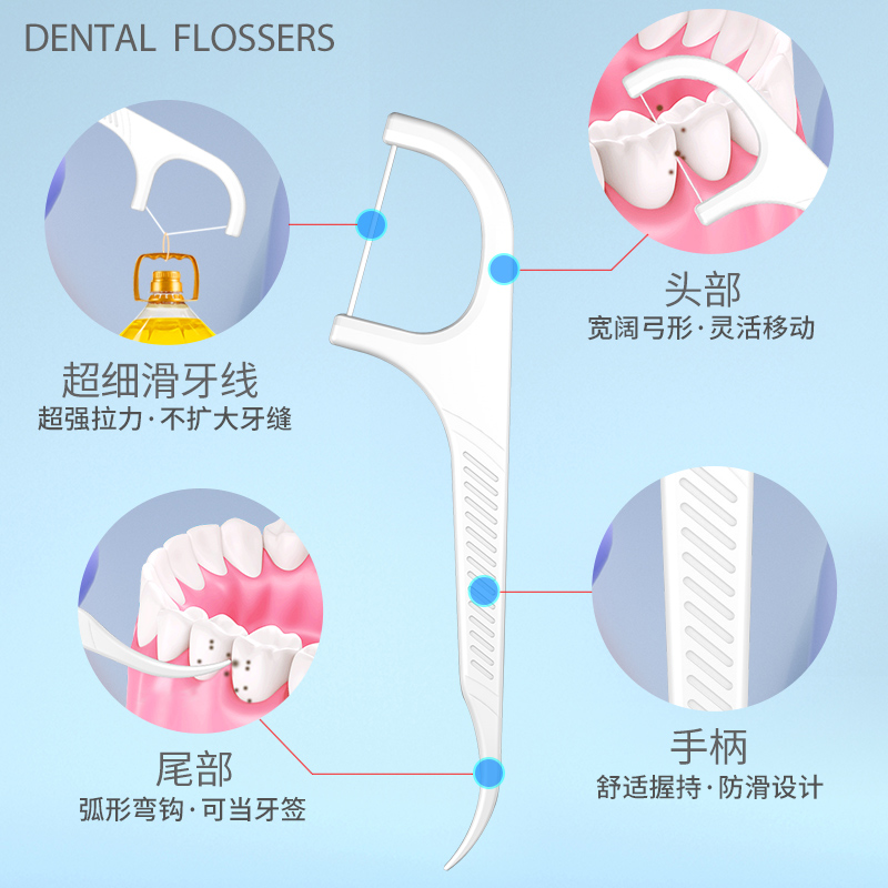 荣俏牙线棒600支大包装独立包装细滑随身携带家庭装剔牙清洁牙齿
