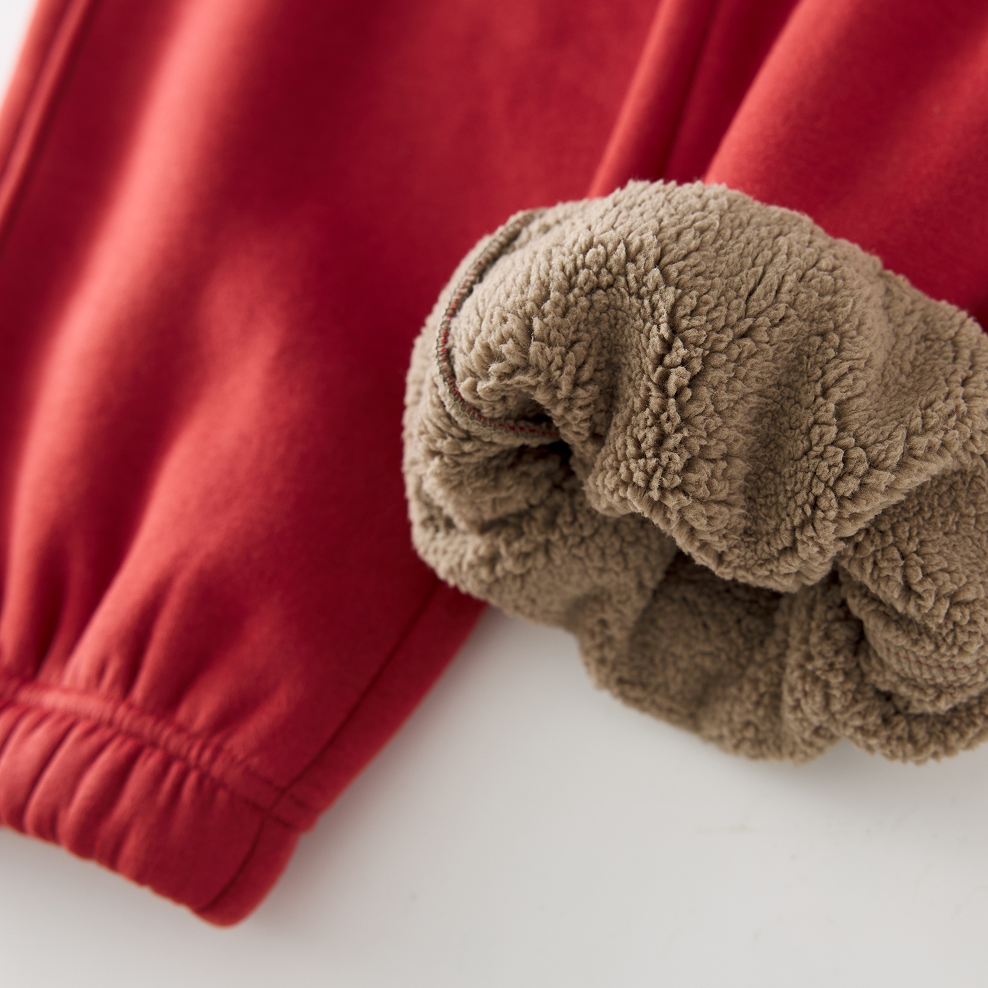 保暖防寒羊羔绒加绒加厚卫裤女秋冬红色束腿休闲超厚运动裤女 - 图3