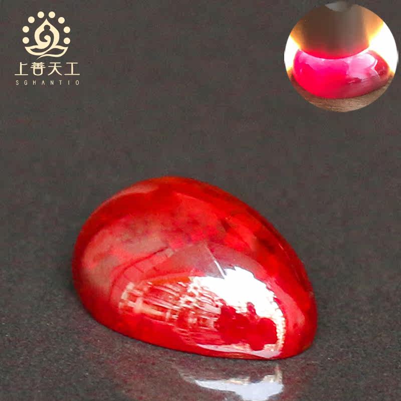 上善天工朱砂全透明晶体原矿石吊坠 上善天工项坠/吊坠