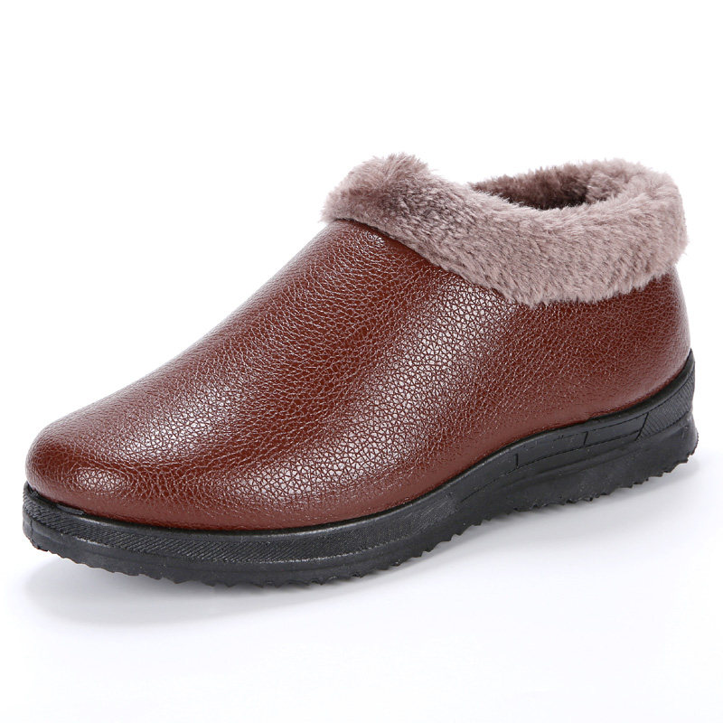 冬季皮面防水女棉鞋加绒保暖老北京布鞋棉鞋休闲防滑妈妈鞋雪地靴,淘宝优惠券,粉丝福利购,淘宝优惠卷