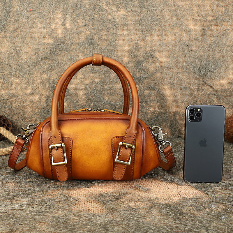 法缇斯复古文艺单肩头层牛皮 法缇斯女士包袋