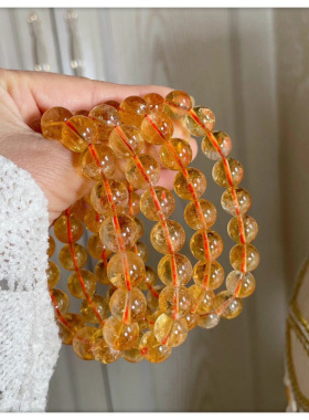 天然黄水晶单圈手链巴西黄啊塞手串男女款气质饰品情侣礼物