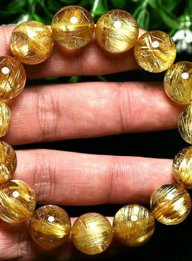 天然招财金发晶钛晶金发手链巴西黄发晶水晶转运手串情侣男女