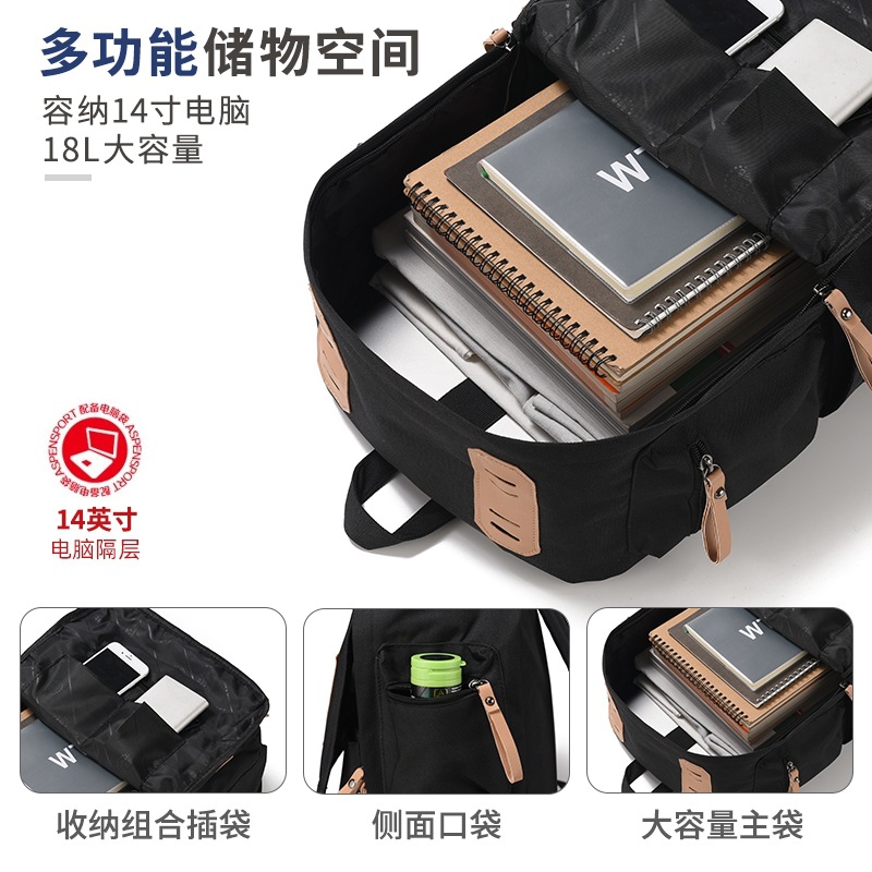 ins潮牌大容量书包男高中大学生电脑背包初中生旅行双肩包女潮流 - 图2