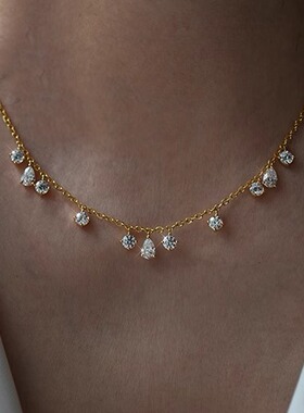 S925银女叠戴项链迷你钻高级感