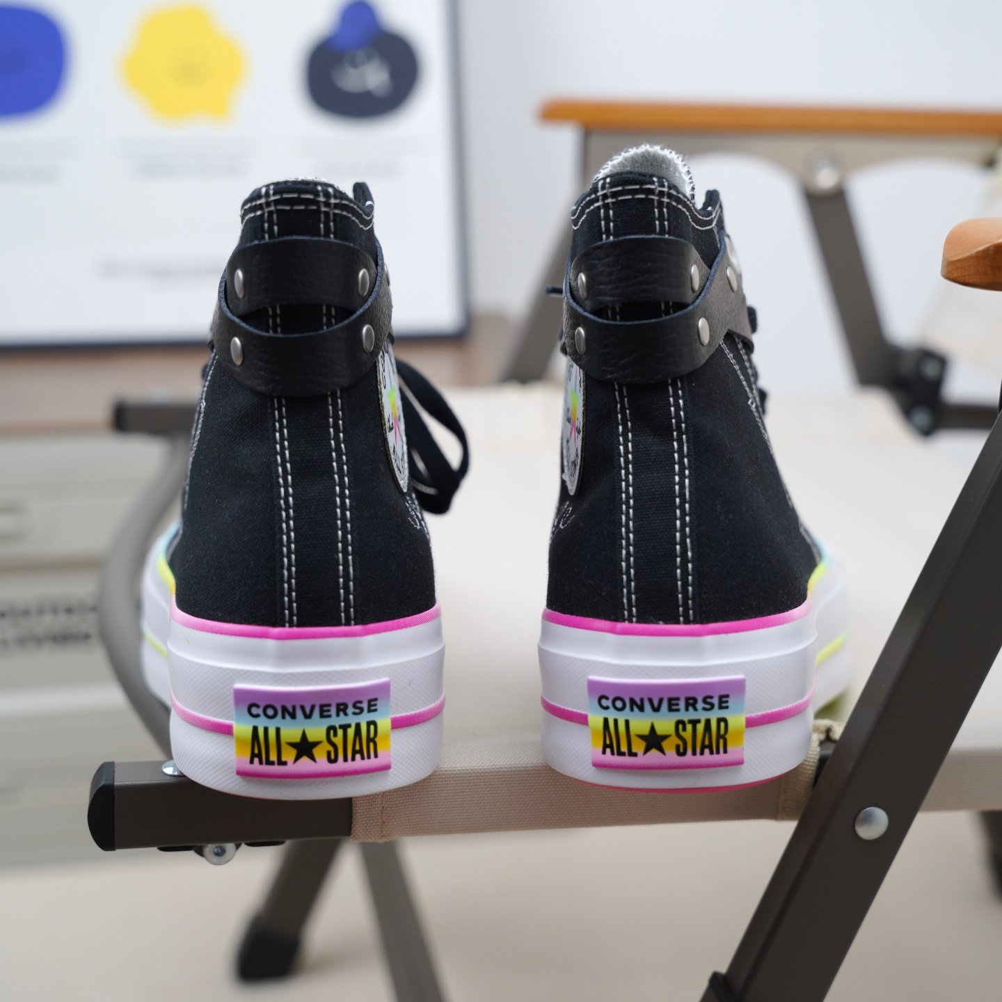 匡威正品 ALLSTAR LIFT彩虹经典款厚底休闲百搭帆布鞋黑色A10218C - 图3