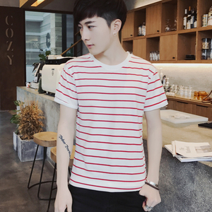 男士条纹短袖T恤衫