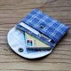 Handmade old-fashioned plaid striped card storage bag ID bag multi-layer fabric card bag portable small and cute