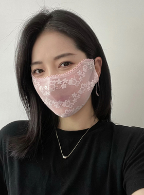 雪林鹿蕾丝夏女薄款透气防晒口罩