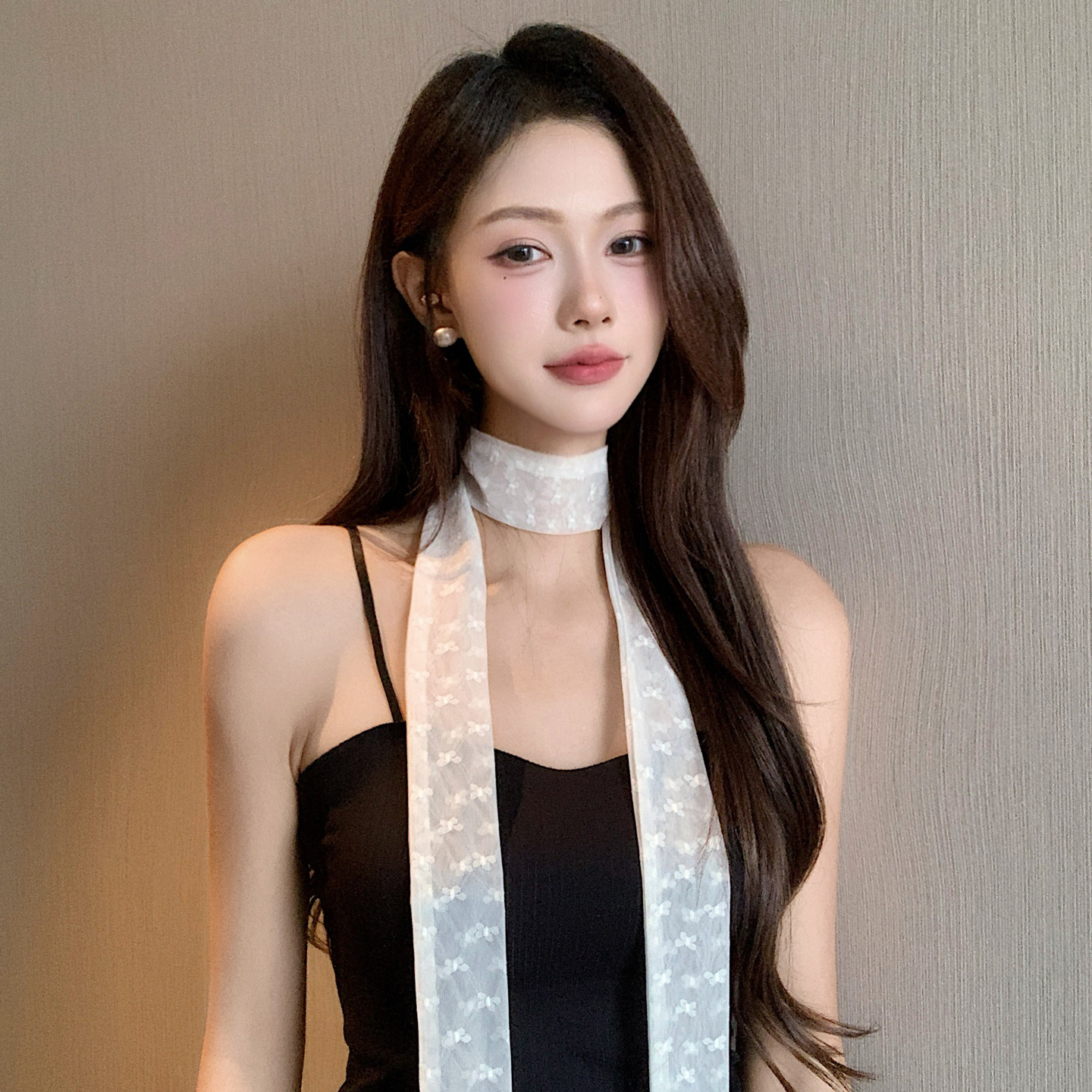 法式蝴蝶蕾丝高级感长条丝巾女护颈装饰小领巾多功能绑发飘带装饰,淘宝优惠券,粉丝福利购,淘宝优惠卷