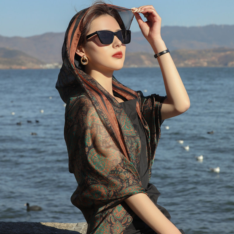 民族风丝巾女夏薄款防晒百搭长款时尚纱巾海边沙滩多功能披肩围巾,淘宝优惠券,粉丝福利购,淘宝优惠卷