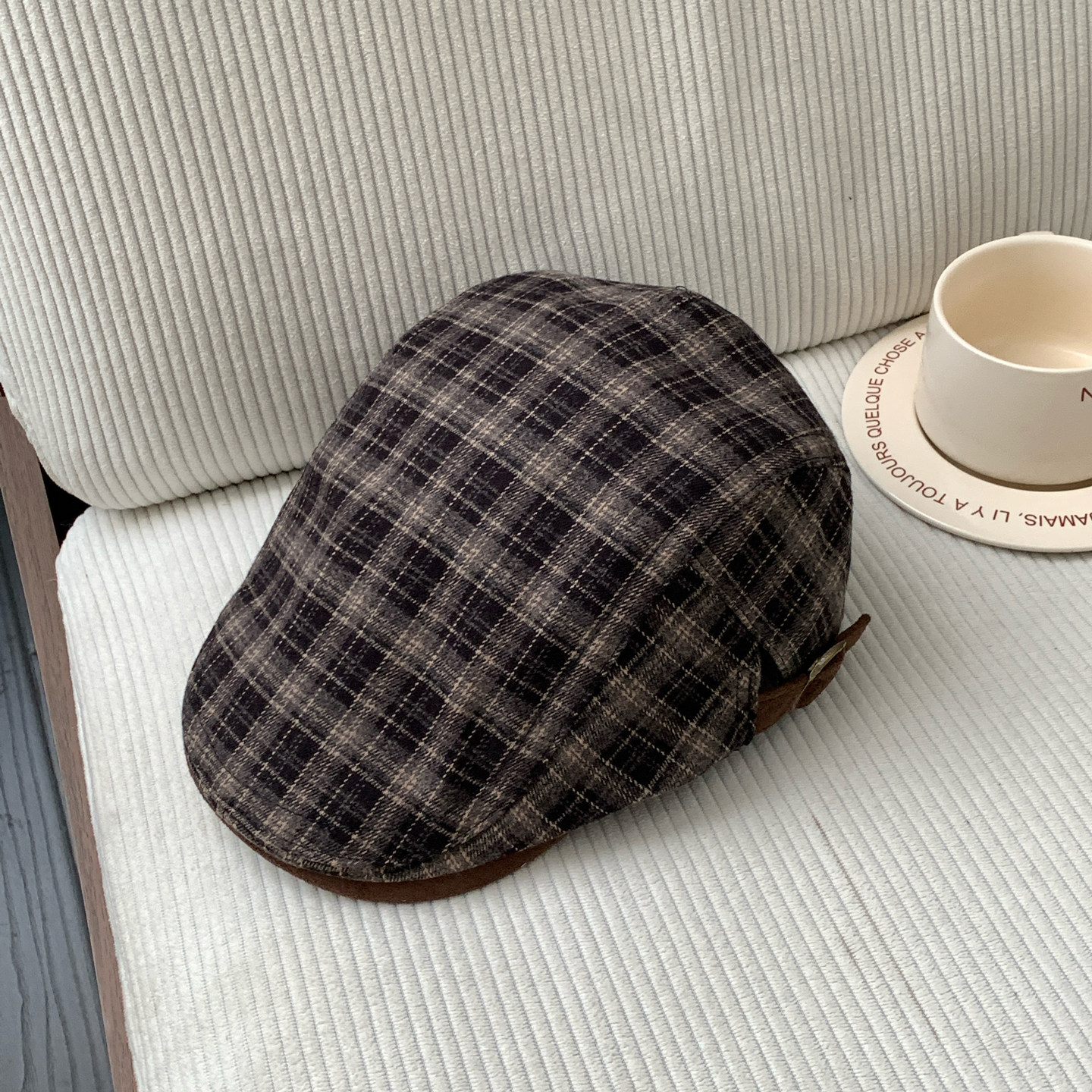 复古英伦格纹前进帽子女秋冬优雅反戴贝雷帽显脸小百搭八角帽男潮