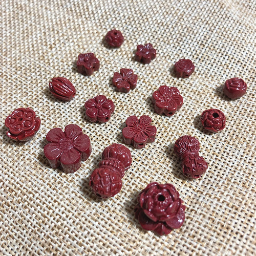 高含量紫金砂朱砂莲花玫瑰花小花双面花隔珠饰品配件diy手链佛珠 - 图0
