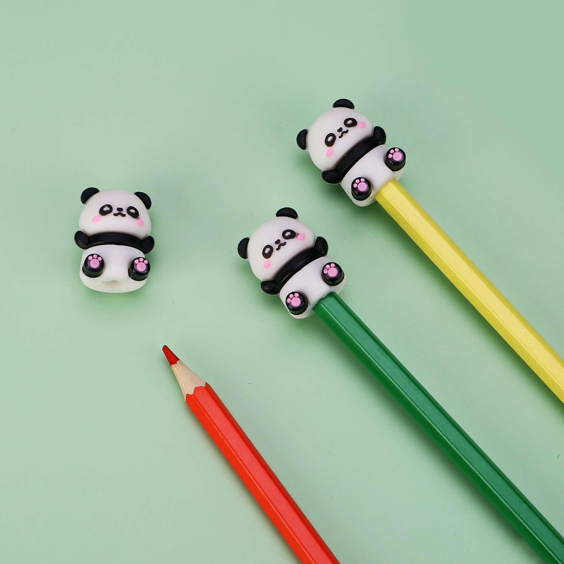 熊猫笔帽铅笔帽卡通铅笔套儿童小学生女孩软硅胶保护套卡通熊猫,淘宝优惠券,粉丝福利购,淘宝优惠卷