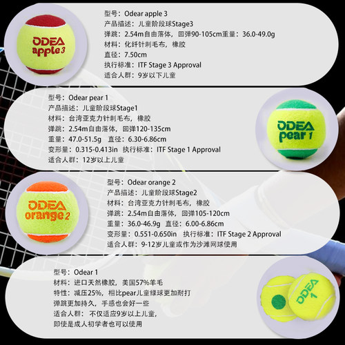 odear欧帝尔网球成人儿童训练无压DD1 DD2 DD3 DD8初学耐打GOLD - 图1