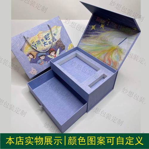 创意翻盖盒样机磁吸双层礼盒文创包装刀模刀版图PSD智能贴图素材 - 图0