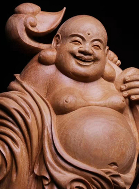 香樟木雕弥勒佛招财供奉佛像