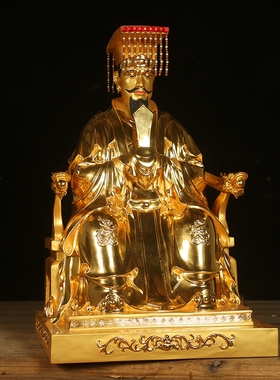 紫铜铸造玉帝贴金可定制
