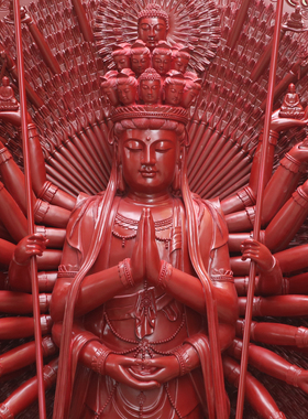 香樟木雕千手眼观世音菩萨佛像