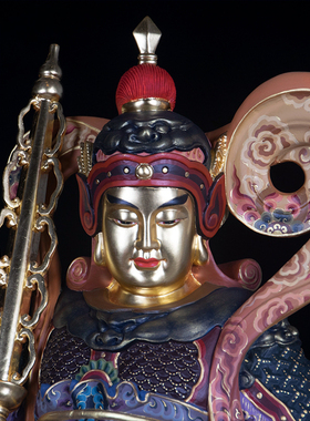 木雕彩绘关公财神伽蓝韦陀菩萨