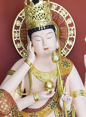 如意轮观音菩萨木雕佛像玄关供奉